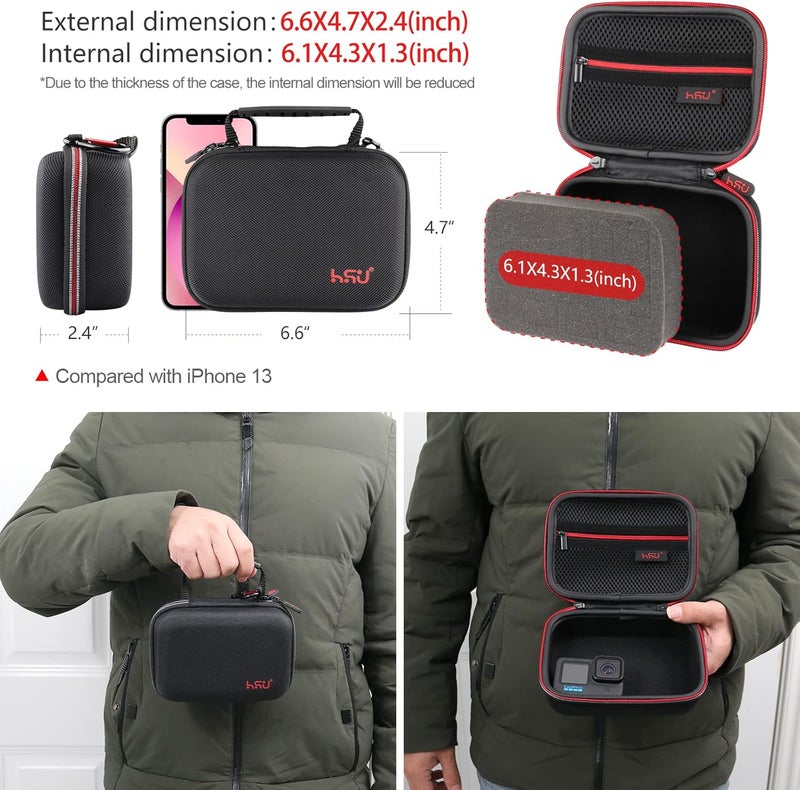 HSU Small Case for GoPro Hero 13/12/11/10/9/8/7/6/5 Black, Carrying Case for Action Cameras and GoPro Accessories(Small Size Red) - Image 2